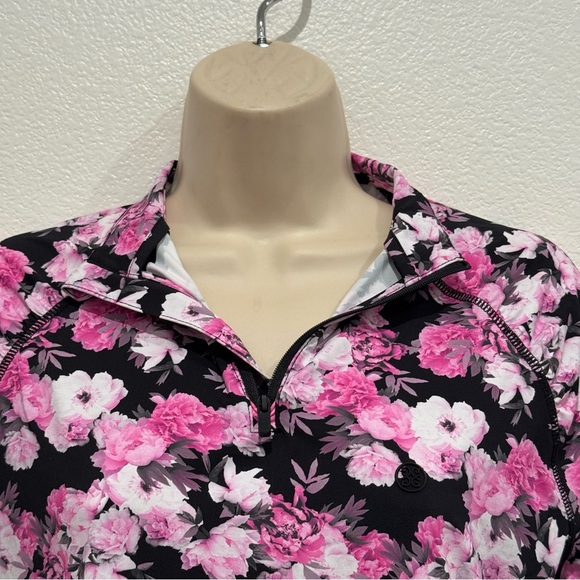 G/FORE Photo Floral Silky Tech Nylon Ruched 1/4 Zip Pullover Size S NWOT - Picture 5 of 15